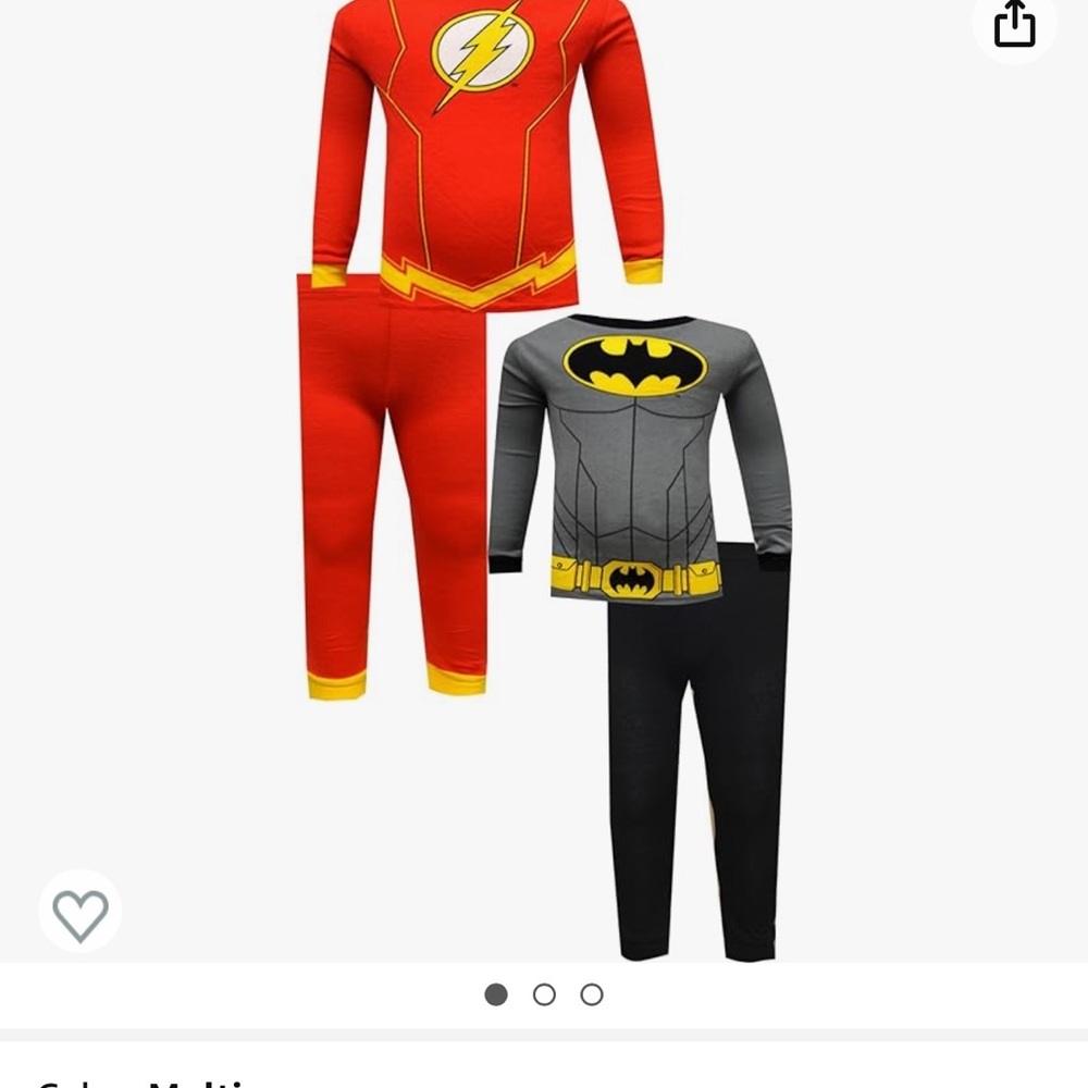 2 pairs of pajamas Batman & flash size 8